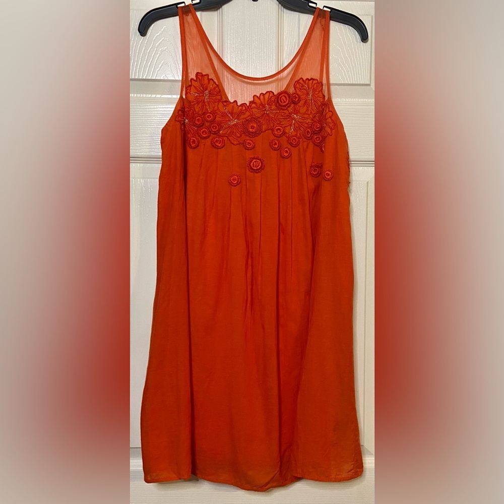 Meadow Rue Dress Womens 4 Tank Shift Aline Lined Orange Sleeveless Knee Length